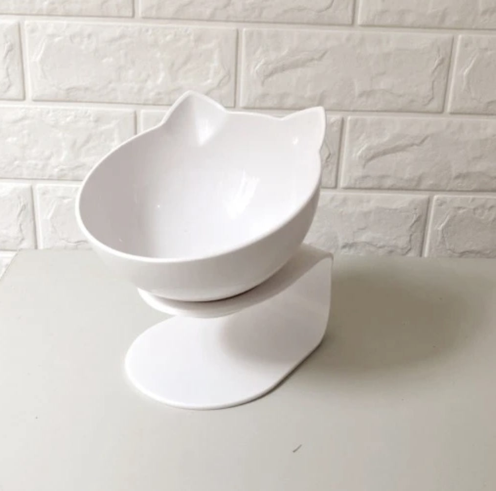 Hlopaw Cat Double Bowl – 15° Tilt Food & Water Feeder, Anti-Slip Elevated Bowl for Cervical Spine Protection