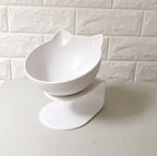 Hlopaw Cat Double Bowl – 15° Tilt Food & Water Feeder, Anti-Slip Elevated Bowl for Cervical Spine Protection