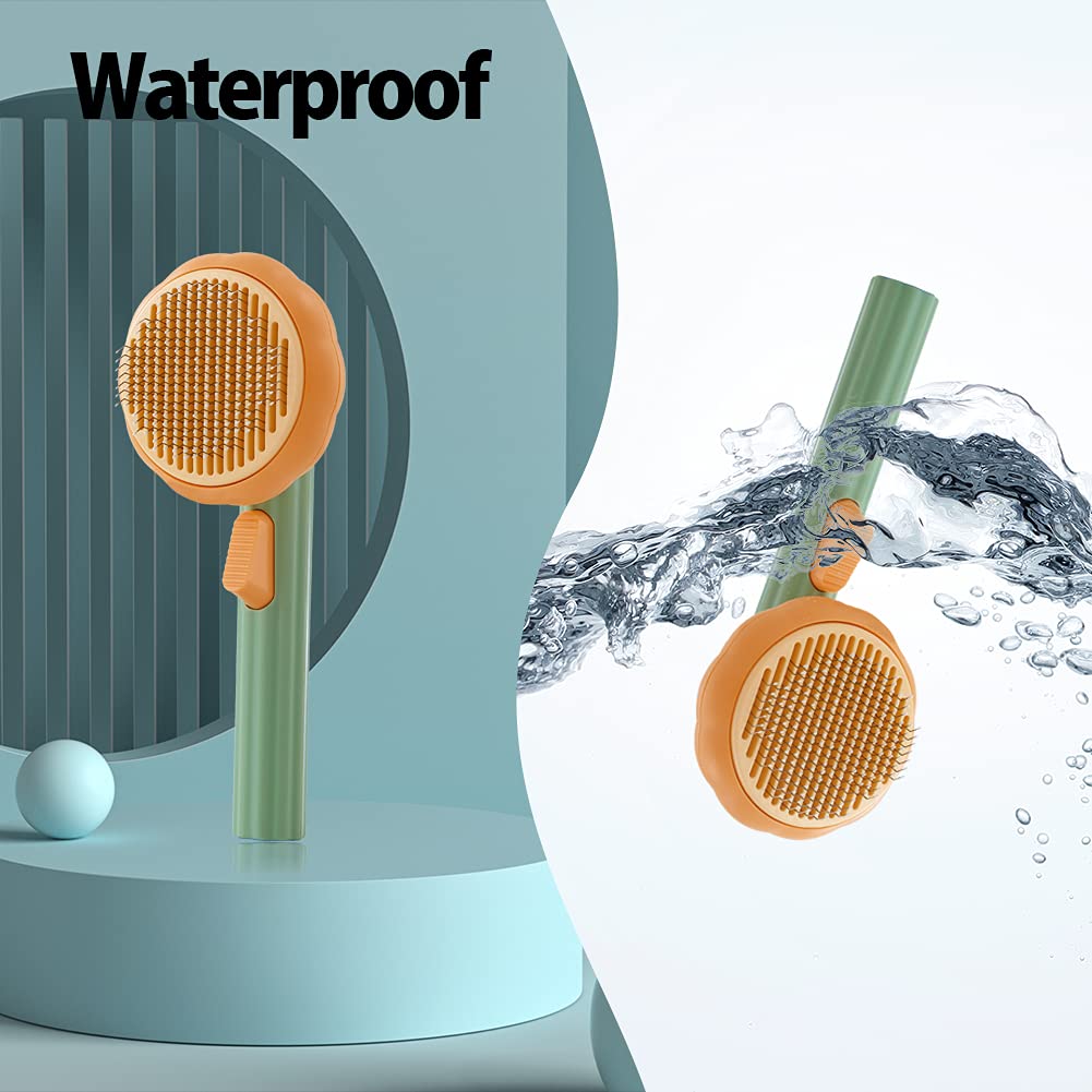 Hlopaw Pet Pumpkin Self-Cleaning Slicker Brush for Dogs & Cats – Gentle Deshedding Grooming Tool