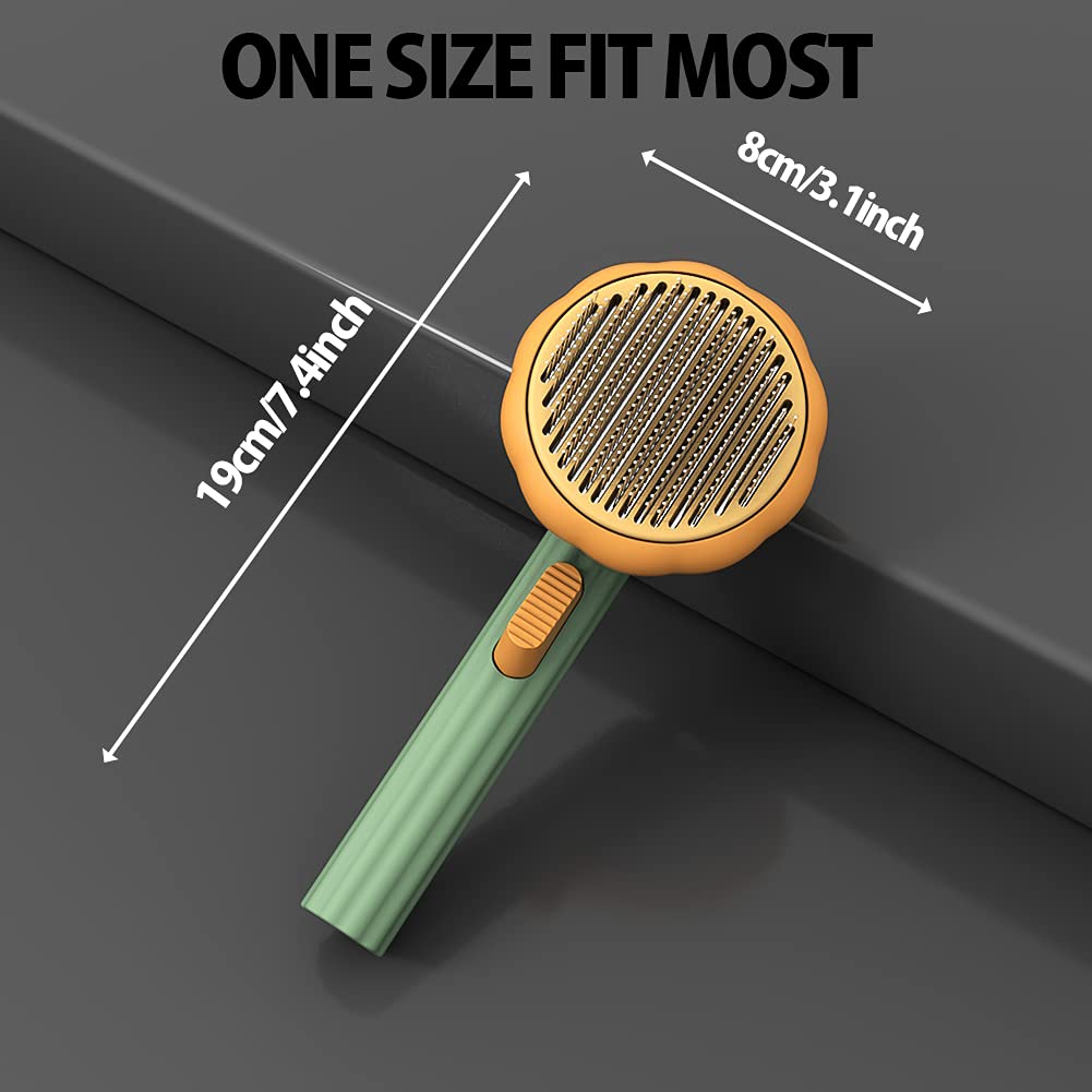 Hlopaw Pet Pumpkin Self-Cleaning Slicker Brush for Dogs & Cats – Gentle Deshedding Grooming Tool