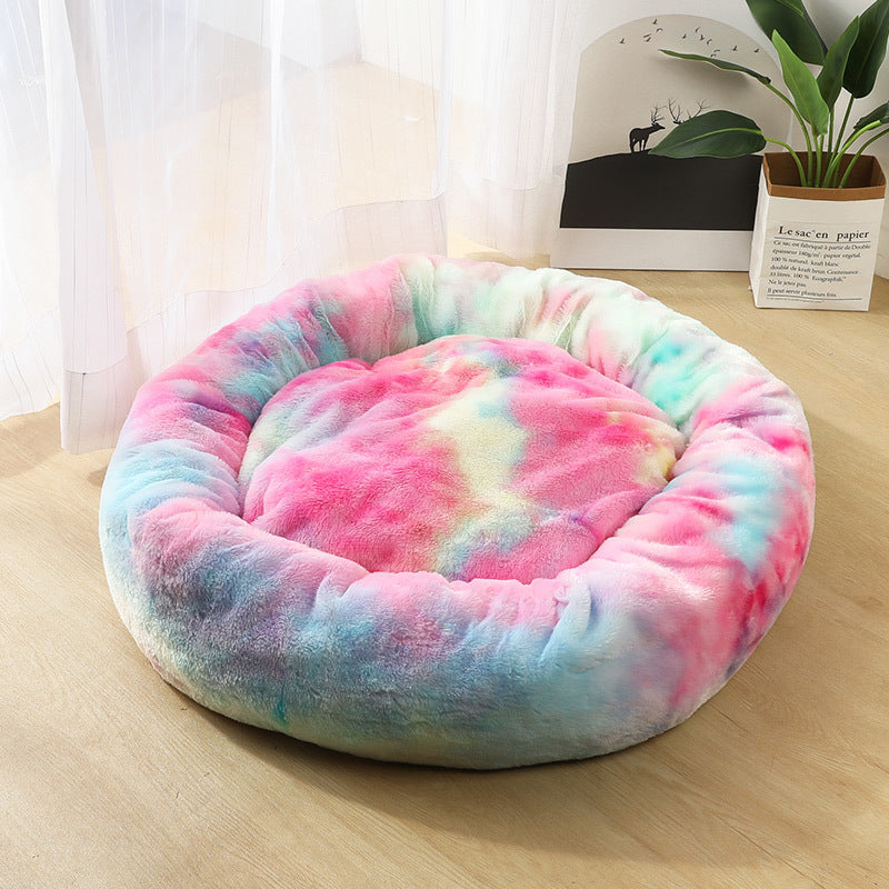 Hlopaw Dog Beds for Small Dogs – Round Plush Pet Nest Mat, Calming Donut Puppy & Cat Bed