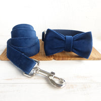 Hlopaw Bow Pet Collar – Soft Velvet Adjustable Dog & Cat Collar with Leash, Stylish Pet Chain for Small & Large Pets