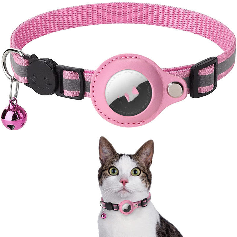 Hlopaw Reflective AirTag Dog & Cat Collar – Waterproof Holder, Adjustable Nylon Pet Collar for Safety Tracking
