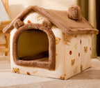 Hlopaw Foldable Dog & Cat Bed – Warm Winter Pet House with Removable Plush Nest and Non-Slip Bottom