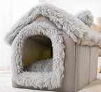 Hlopaw Foldable Dog & Cat Bed – Warm Winter Pet House with Removable Plush Nest and Non-Slip Bottom
