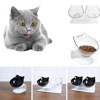 Hlopaw Cat Double Bowl – 15° Tilt Food & Water Feeder, Anti-Slip Elevated Bowl for Cervical Spine Protection