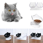 Hlopaw Cat Double Bowl – 15° Tilt Food & Water Feeder, Anti-Slip Elevated Bowl for Cervical Spine Protection