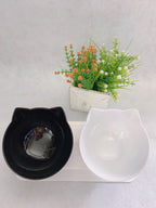 Hlopaw Cat Double Bowl – 15° Tilt Food & Water Feeder, Anti-Slip Elevated Bowl for Cervical Spine Protection